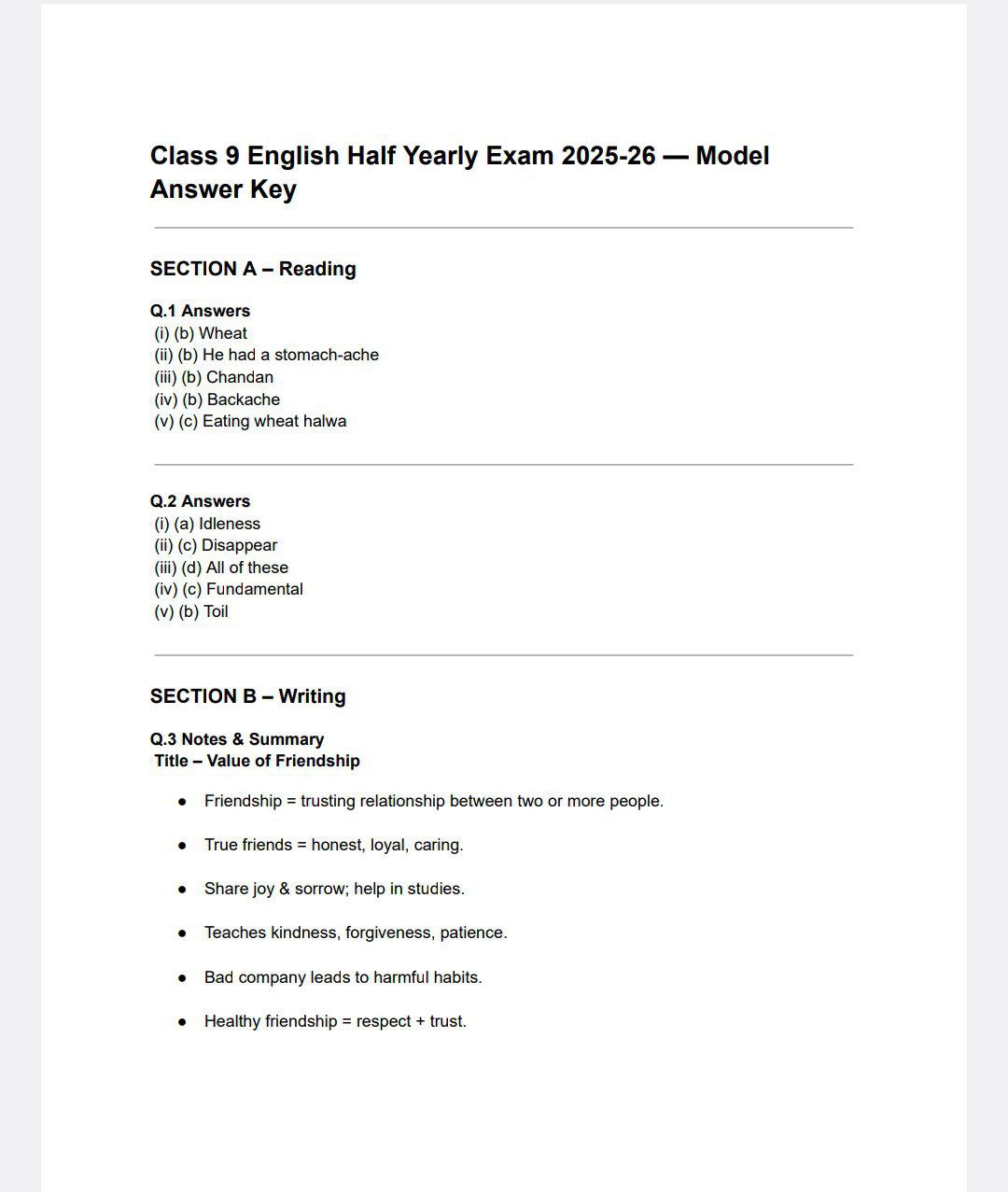 MP Board Class 9th English Haly Yearly Paper 2025 Solution || एमपी बोर्ड 9वीं अँग्रेजी अर्द्धवार्षिक पेपर 2025 सम्पूर्ण हल